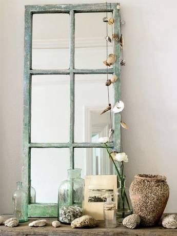 espejo de pared de madera