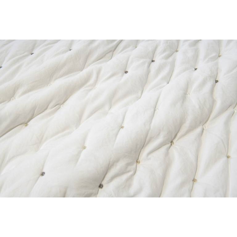 CONJUNTO COLCHA BORDADA TOPITOS TACTO SUAVE Y FUNDAS DE COJÍN (blanco, Cama 180:280x270)