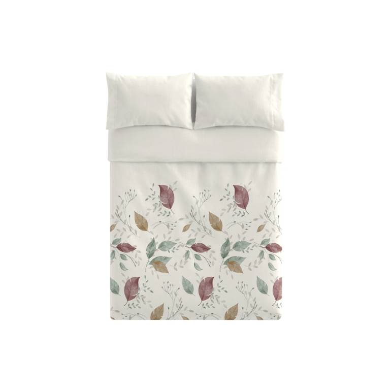 JUEGO FUNDA NÓRDICA ESTAMPADO HOJAS (granate, Cama 105:190x220)