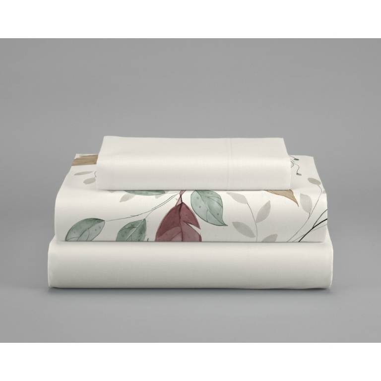 JUEGO FUNDA NÓRDICA ESTAMPADO HOJAS (granate, Cama 105:190x220)