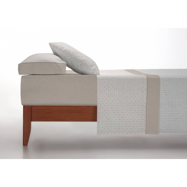 JUEGO SÁBANAS CUADROS 3 PIEZAS 100% ALGODÓN (beige, Cama 150 (2):240x270)