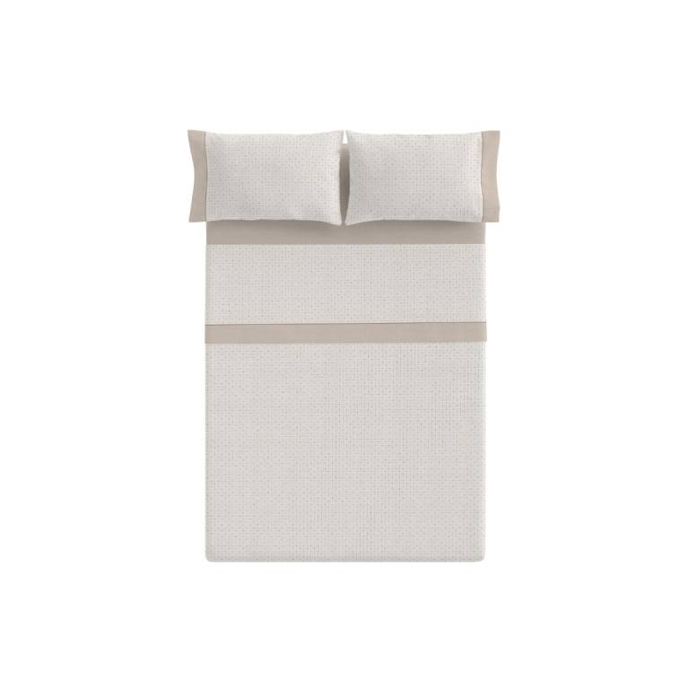 JUEGO SÁBANAS CUADROS 3 PIEZAS 100% ALGODÓN (beige, Cama 150 (2):240x270)