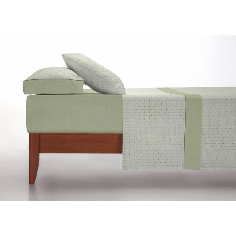 JUEGO SÁBANAS CUADROS 3 PIEZAS 100% ALGODÓN (verde, Cama 150:240x270)
