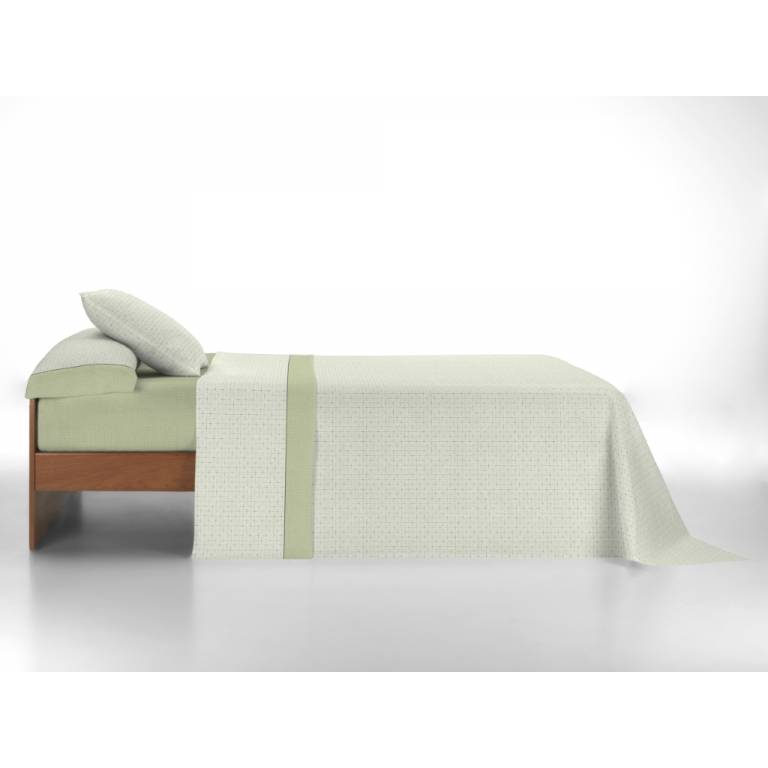 JUEGO SÁBANAS CUADROS 3 PIEZAS 100% ALGODÓN (verde, Cama 150:240x270)