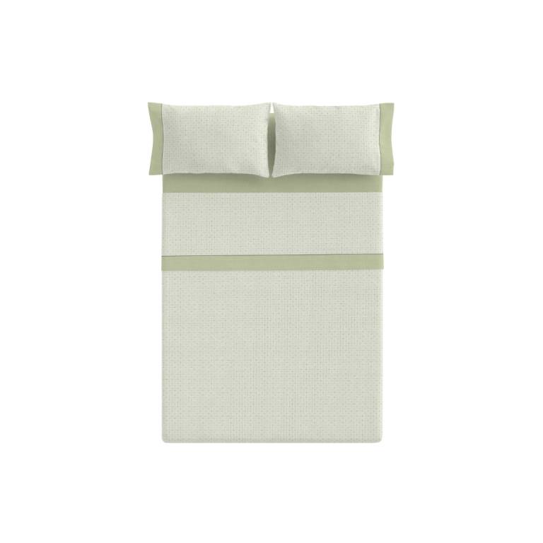 JUEGO SÁBANAS CUADROS 3 PIEZAS 100% ALGODÓN (verde, Cama 150:240x270)