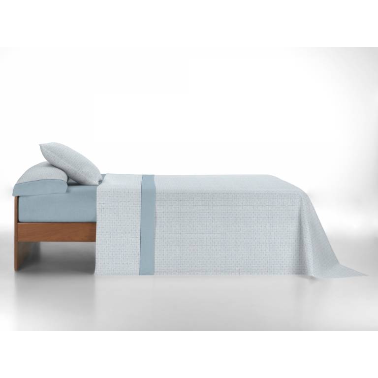 JUEGO SÁBANAS CUADROS 3 PIEZAS 100% ALGODÓN (azul, Cama 150 (2):240x270)