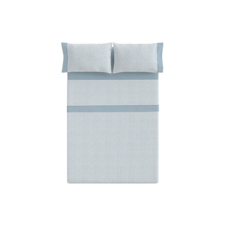 JUEGO SÁBANAS CUADROS 3 PIEZAS 100% ALGODÓN (azul, Cama 150 (2):240x270)
