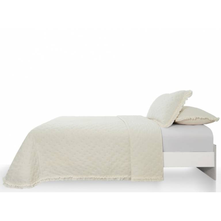 CONJUNTO COLCHA TOPITOS TACTO SUAVE Y FUNDAS DE COJIN natural