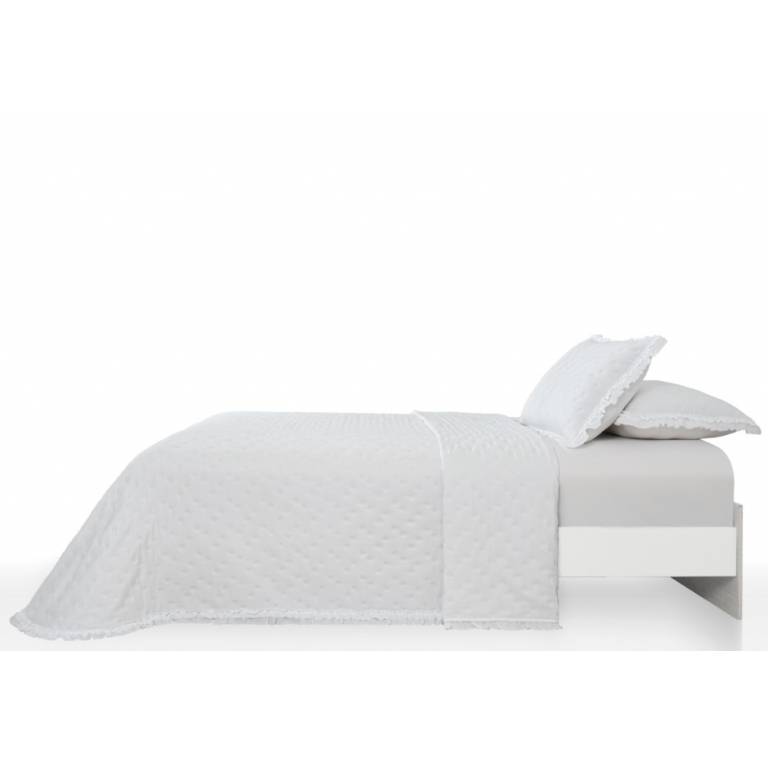 CONJUNTO COLCHA TOPITOS TACTO SUAVE Y FUNDAS DE COJIN (blanco, Cama 090:180x270)