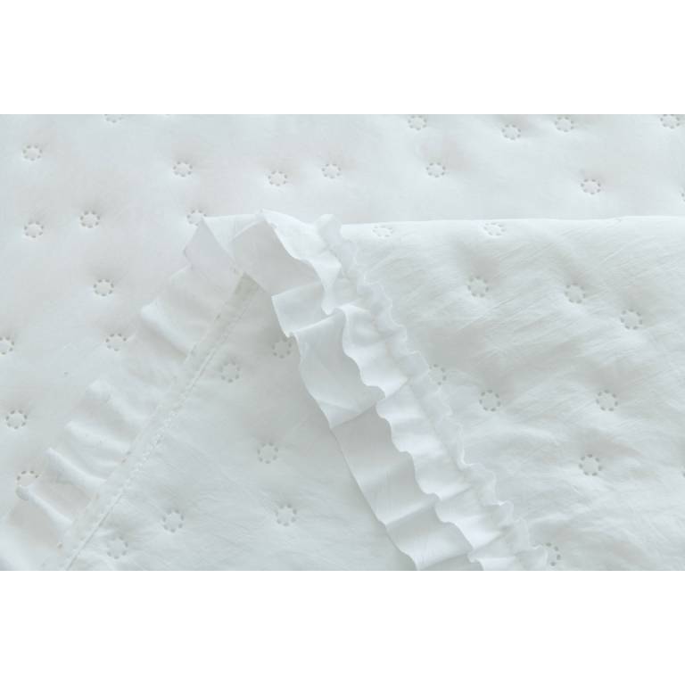 CONJUNTO COLCHA TOPITOS TACTO SUAVE Y FUNDAS DE COJIN (blanco, Cama 090:180x270)