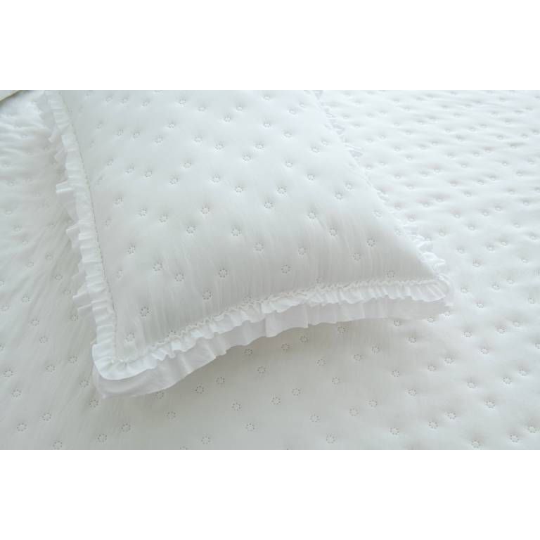 CONJUNTO COLCHA TOPITOS TACTO SUAVE Y FUNDAS DE COJIN (blanco, Cama 090:180x270)