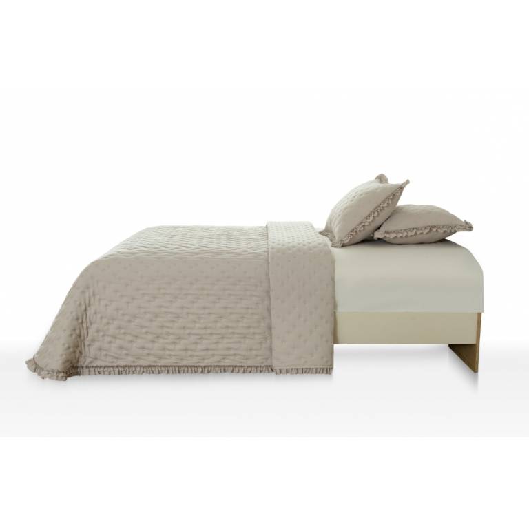 CONJUNTO COLCHA TOPITOS TACTO SUAVE Y FUNDAS DE COJIN (beige, Cama 090:180x270)