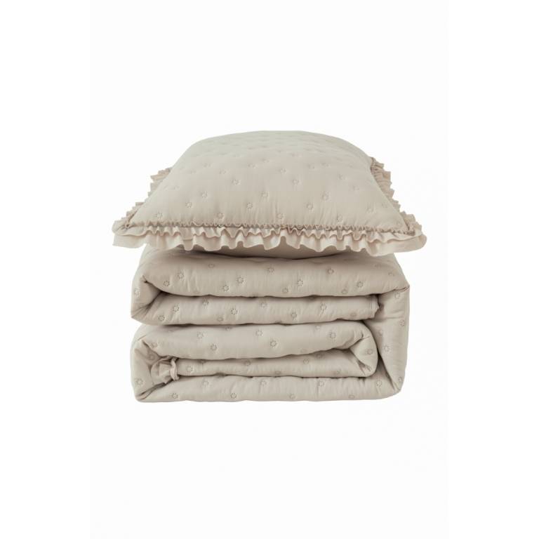CONJUNTO COLCHA TOPITOS TACTO SUAVE Y FUNDAS DE COJIN (beige, Cama 090:180x270)