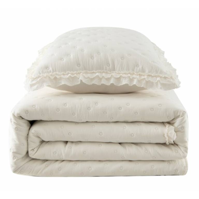 CONJUNTO COLCHA TOPITOS TACTO SUAVE Y FUNDAS DE COJIN (natural, Cama 090:180x270)