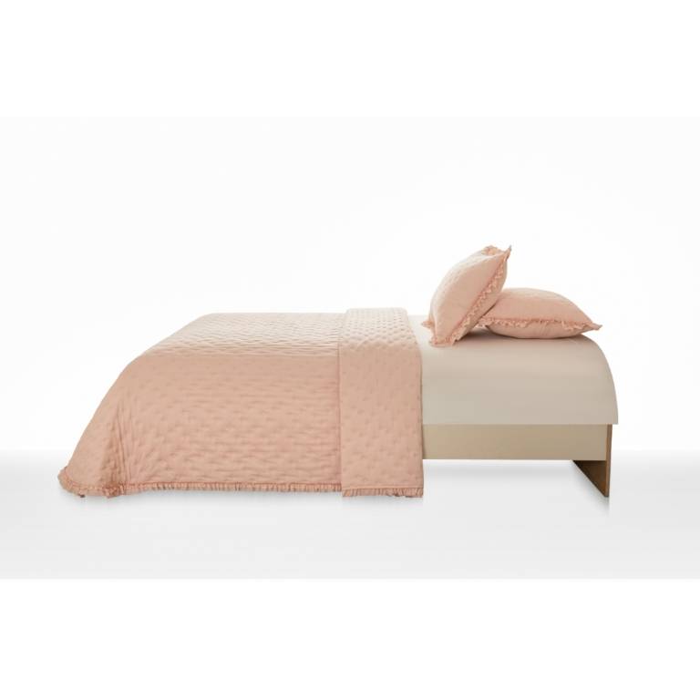 CONJUNTO COLCHA TOPITOS TACTO SUAVE Y FUNDAS DE COJIN (rosa, Cama 200:300x270)