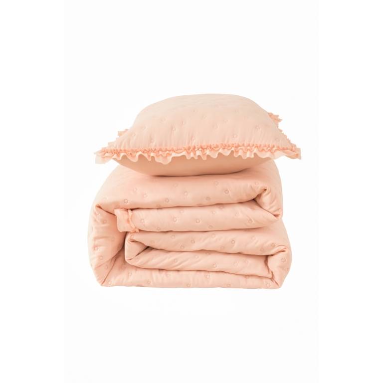CONJUNTO COLCHA TOPITOS TACTO SUAVE Y FUNDAS DE COJIN (rosa, Cama 200:300x270)