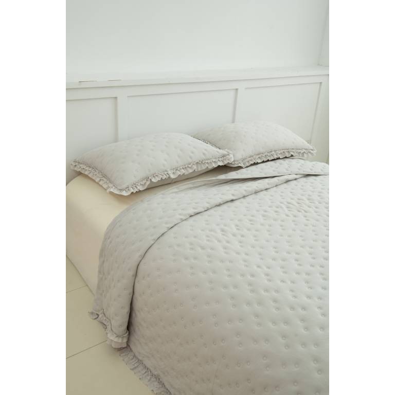 CONJUNTO COLCHA TOPITOS TACTO SUAVE Y FUNDAS DE COJIN (gris, Cama 180:280x270)