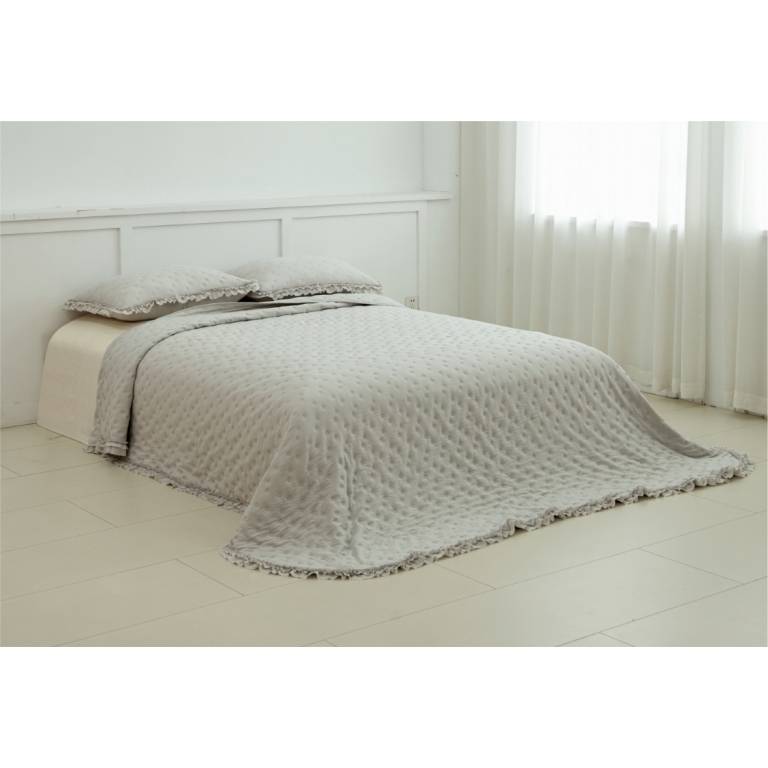 CONJUNTO COLCHA TOPITOS TACTO SUAVE Y FUNDAS DE COJIN (gris, Cama 180:280x270)