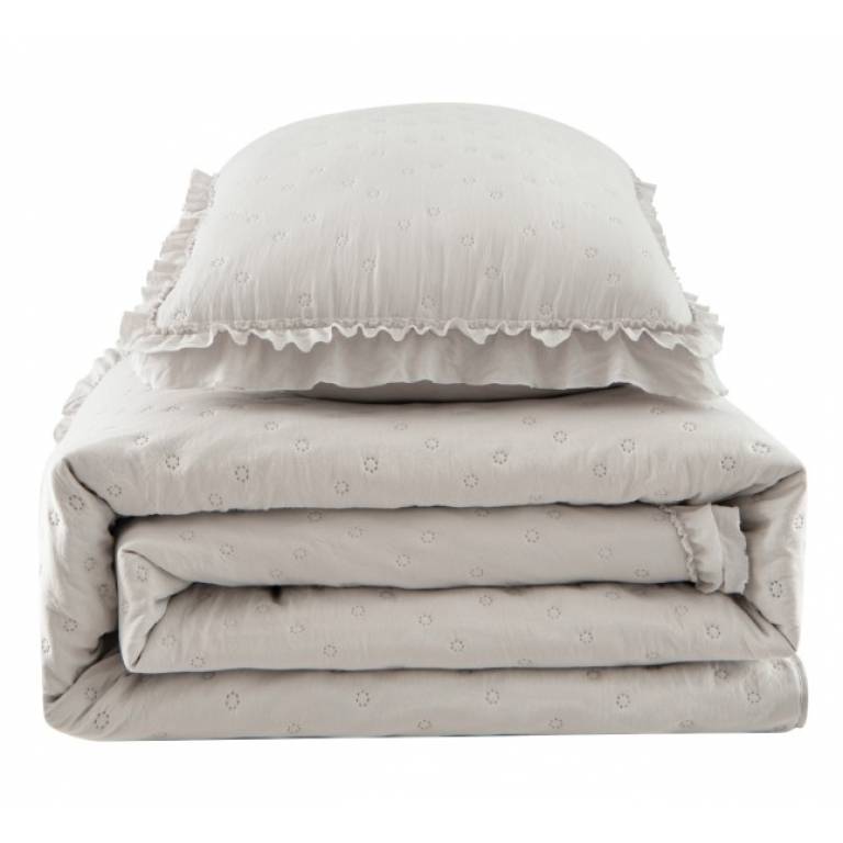 CONJUNTO COLCHA TOPITOS TACTO SUAVE Y FUNDAS DE COJIN (gris, Cama 180:280x270)