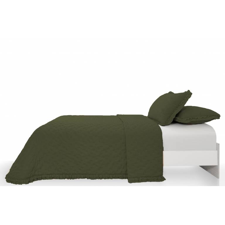 CONJUNTO COLCHA TOPITOS TACTO SUAVE Y FUNDAS DE COJIN (verde, Cama 090:180x270)