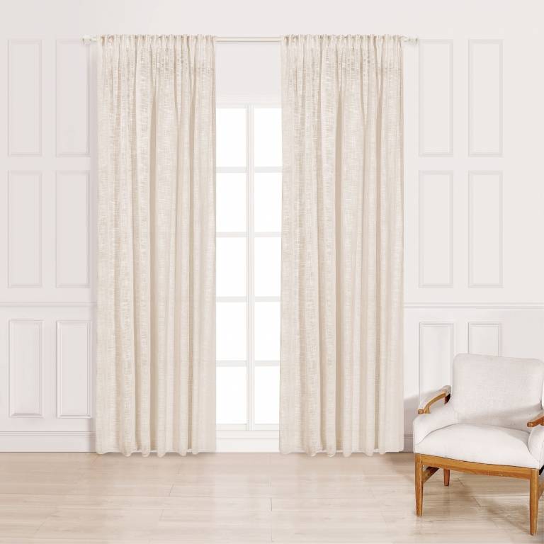 CORTINA CONFECCIONADA TEJIDO RÚSTICO lino