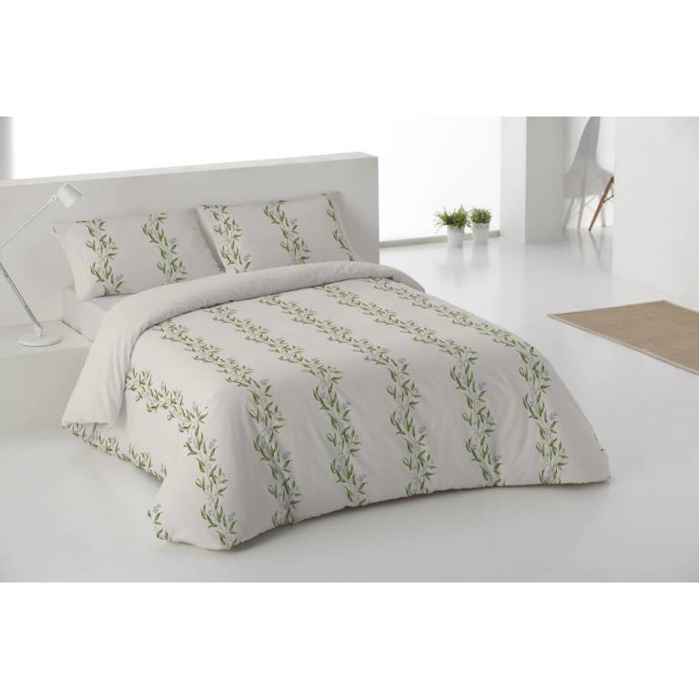 CONJUNTO FUNDA NÓRDICA ESTAMPADO HOJAS (natural, Cama 150:240x270)