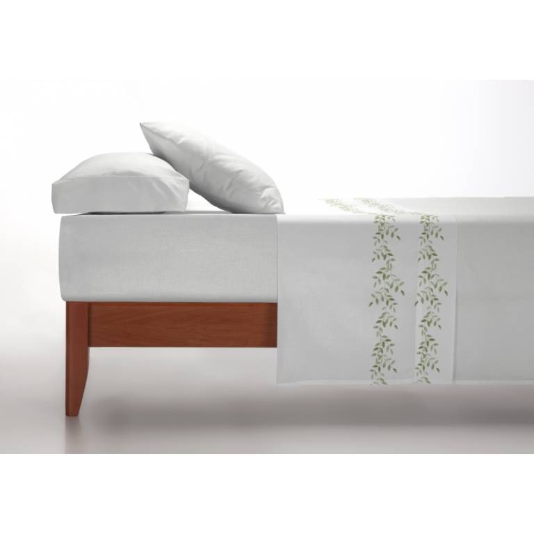 JUEGO SÁBANAS 3 PIEZAS 100% ALGODÓN CON CENEFA ESTAMPADA (verde, Cama 200:280x270)