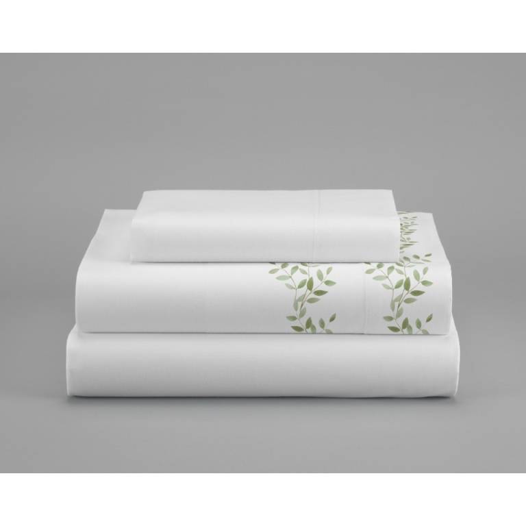 JUEGO SÁBANAS 3 PIEZAS 100% ALGODÓN CON CENEFA ESTAMPADA (verde, Cama 200:280x270)