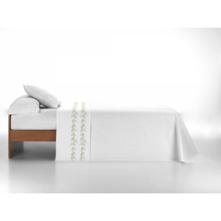 JUEGO SÁBANAS 3 PIEZAS 100% ALGODÓN CON CENEFA ESTAMPADA (verde, Cama 200:280x270)