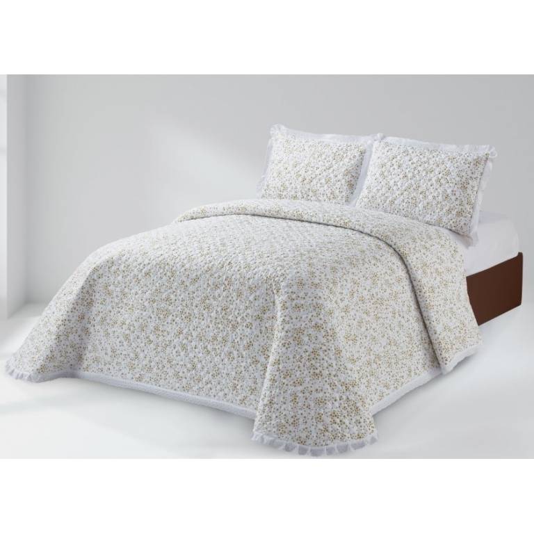 CONJUNTO COLCHA BOUTI Y FUNDAS DE COJÍN (amarillo, Cama 150:250x270)