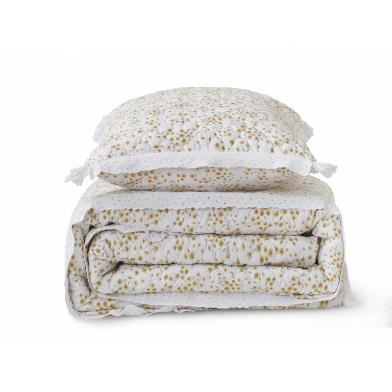 CONJUNTO COLCHA BOUTI Y FUNDAS DE COJÍN (amarillo, Cama 150:250x270)