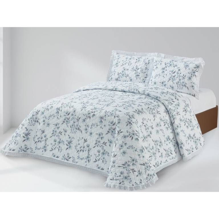 CONJUNTO COLCHA BOUTI Y FUNDAS DE COJÍN (azul, Cama 150:250x270)