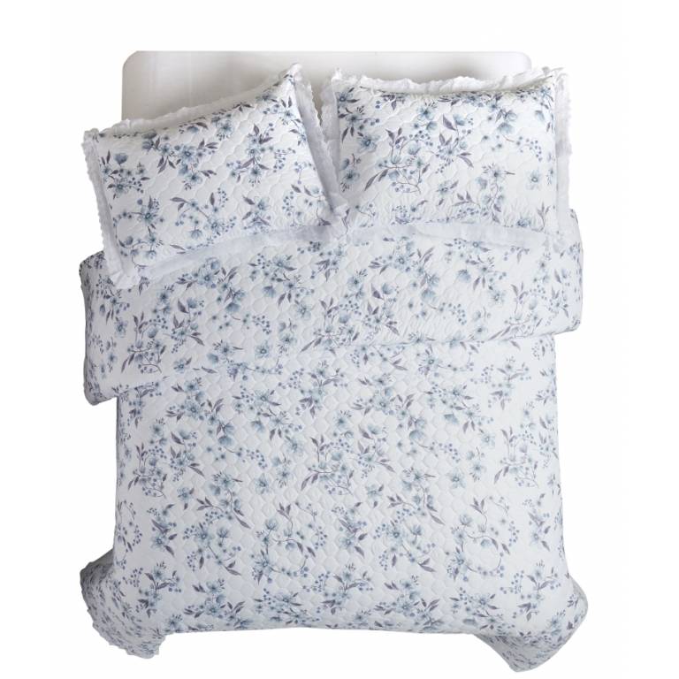 CONJUNTO COLCHA BOUTI Y FUNDAS DE COJÍN (azul, Cama 150:250x270)