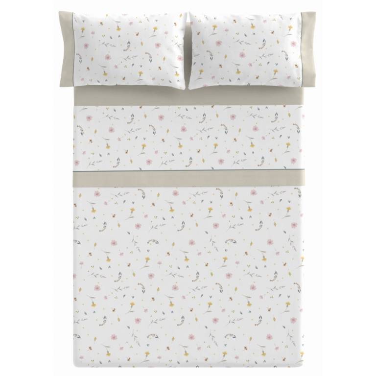 JUEGO SÁBANAS 3 PIEZAS ESTAMPADO FLORES (Cama 180:270x270, MULTI)