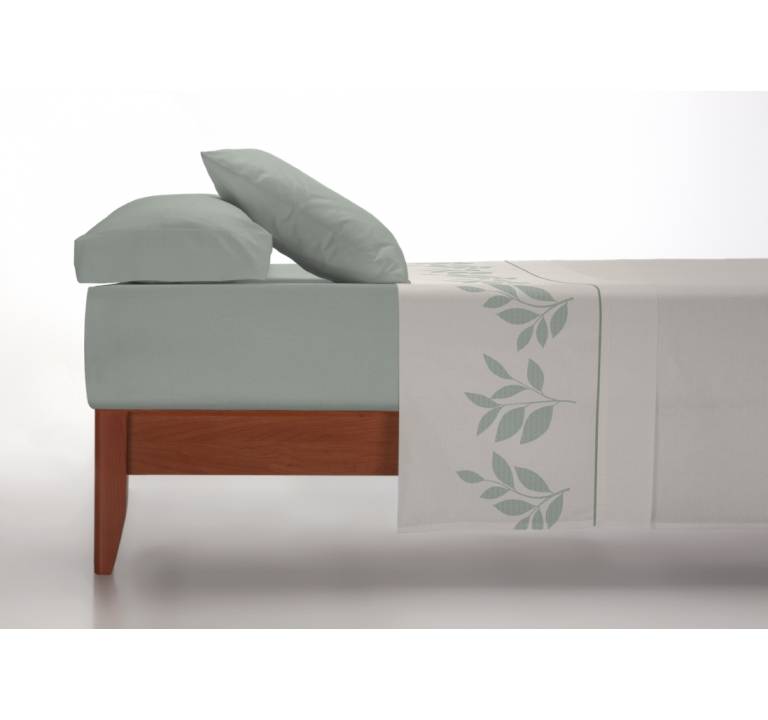 JUEGO SÁBANAS CORALINA ESTAMPADO HOJAS