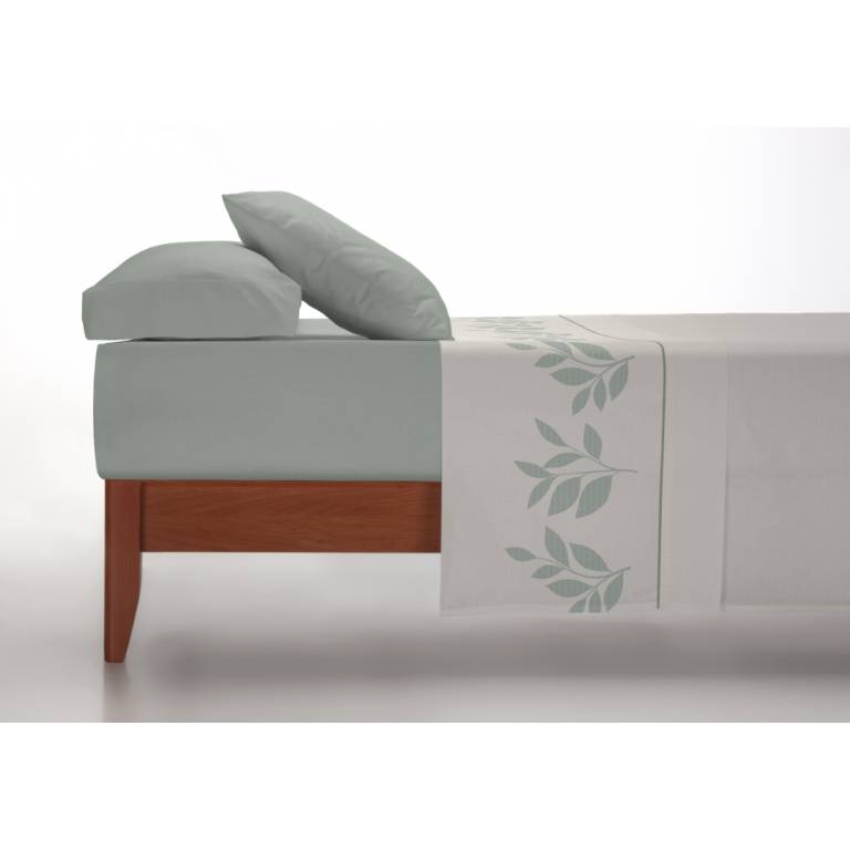 JUEGO SÁBANAS CORALINA ESTAMPADO HOJAS (verde, Cama 135:220x260)