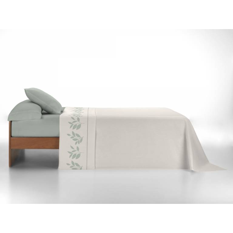 JUEGO SÁBANAS CORALINA ESTAMPADO HOJAS (verde, Cama 135:220x260)