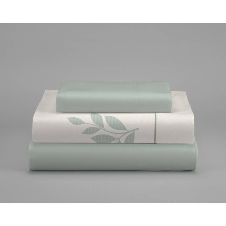 JUEGO SÁBANAS CORALINA ESTAMPADO HOJAS (verde, Cama 135:220x260)