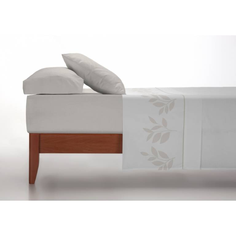 JUEGO SÁBANAS CORALINA ESTAMPADO HOJAS (beige, Cama 180:260x260)