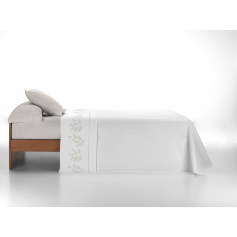 JUEGO SÁBANAS CORALINA ESTAMPADO HOJAS (beige, Cama 180:260x260)
