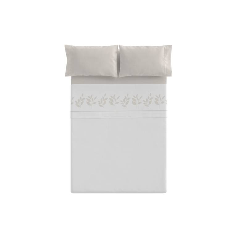 JUEGO SÁBANAS CORALINA ESTAMPADO HOJAS (beige, Cama 180:260x260)