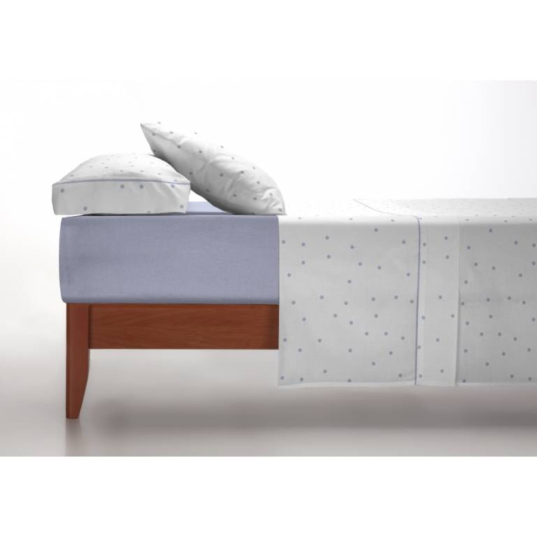 JUEGO SABANAS 3 PIEZAS ESTAMPADO TOPITOS azul