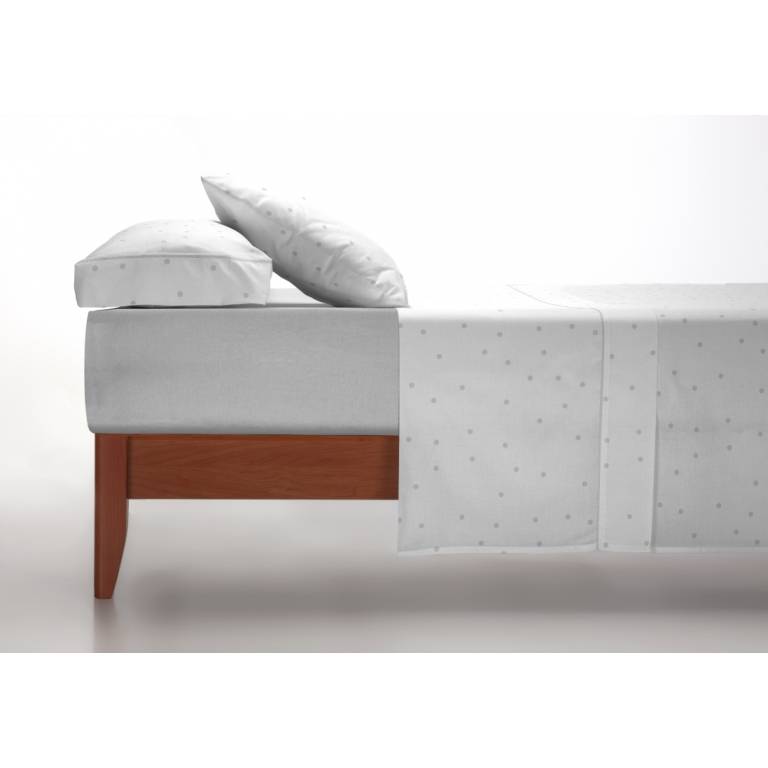 JUEGO SABANAS 3 PIEZAS ESTAMPADO TOPITOS gris