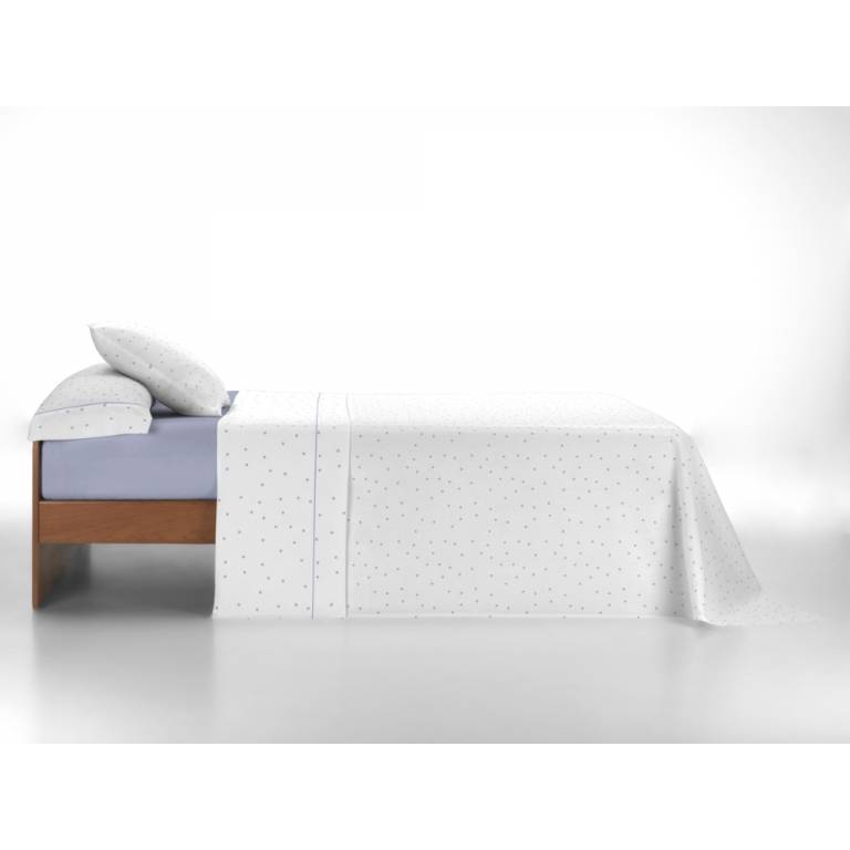 JUEGO SABANAS 3 PIEZAS ESTAMPADO TOPITOS (azul, Cama 150(2):240x270)
