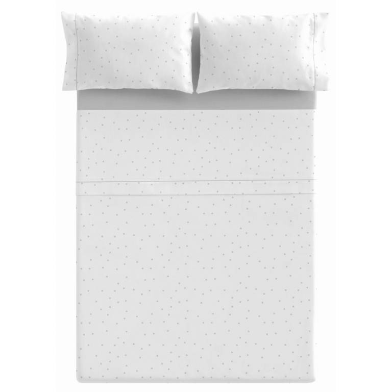 JUEGO SABANAS 3 PIEZAS ESTAMPADO TOPITOS (gris, Cama 180:270x270)