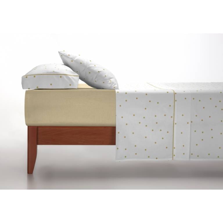 JUEGO SABANAS 3 PIEZAS ESTAMPADO TOPITOS (mostaza, Cama 180:270x270)