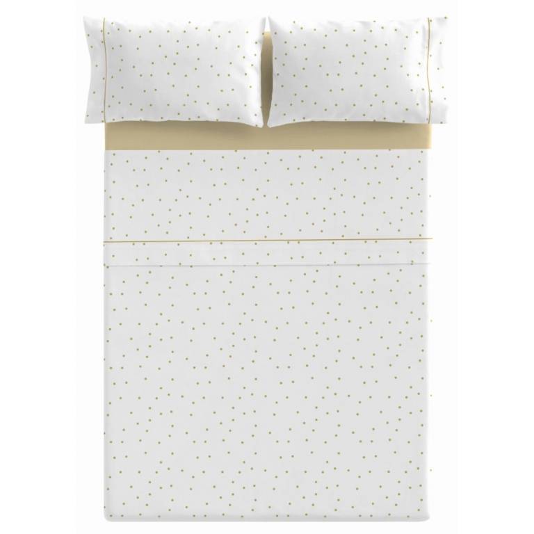 JUEGO SABANAS 3 PIEZAS ESTAMPADO TOPITOS (mostaza, Cama 180:270x270)