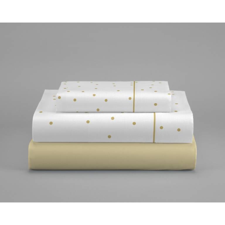 JUEGO SABANAS 3 PIEZAS ESTAMPADO TOPITOS (mostaza, Cama 180:270x270)