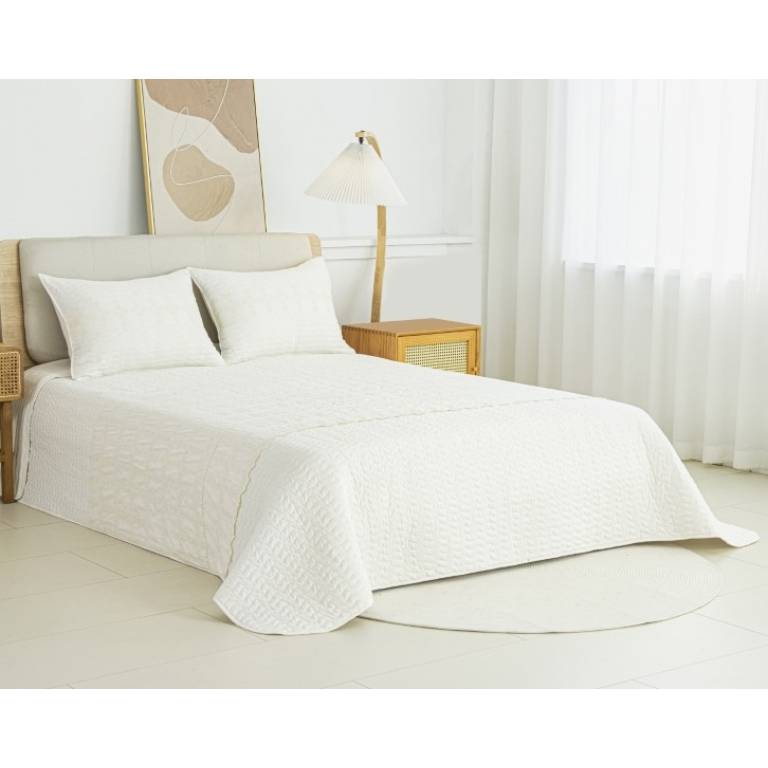 CONJUNTO COLCHA Y FUNDAS DE COJÍN (natural, Cama 135:235x270)