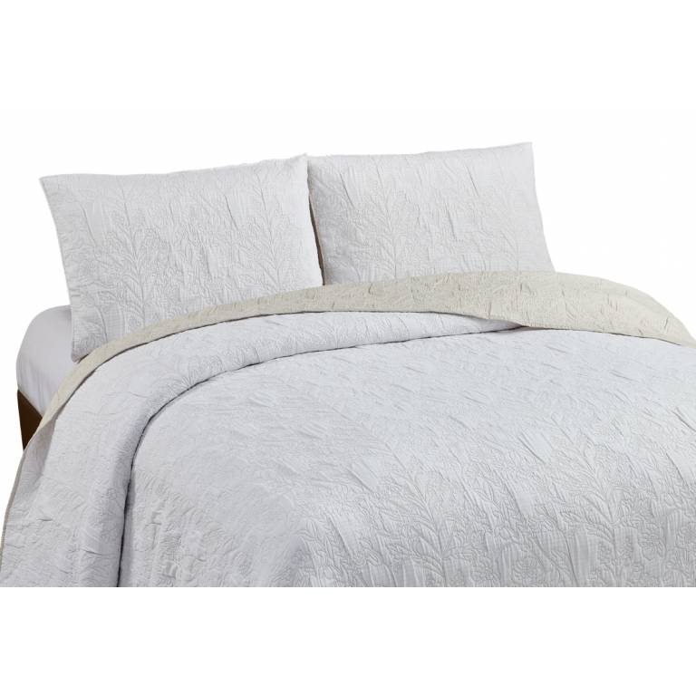 CONJUNTO COLCHA PIQUÉ Y FUNDAS DE COJÍN (natural, Cama 150:250x270)